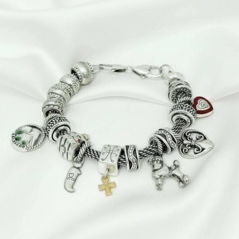 Brighton Add-a-Charm Bracelet with 12 charms 8" Length